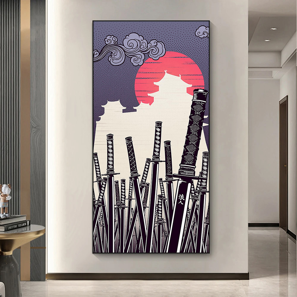 Japanese Lifestyle Home - Japanese Katana Canvas Painting Samurai Sword