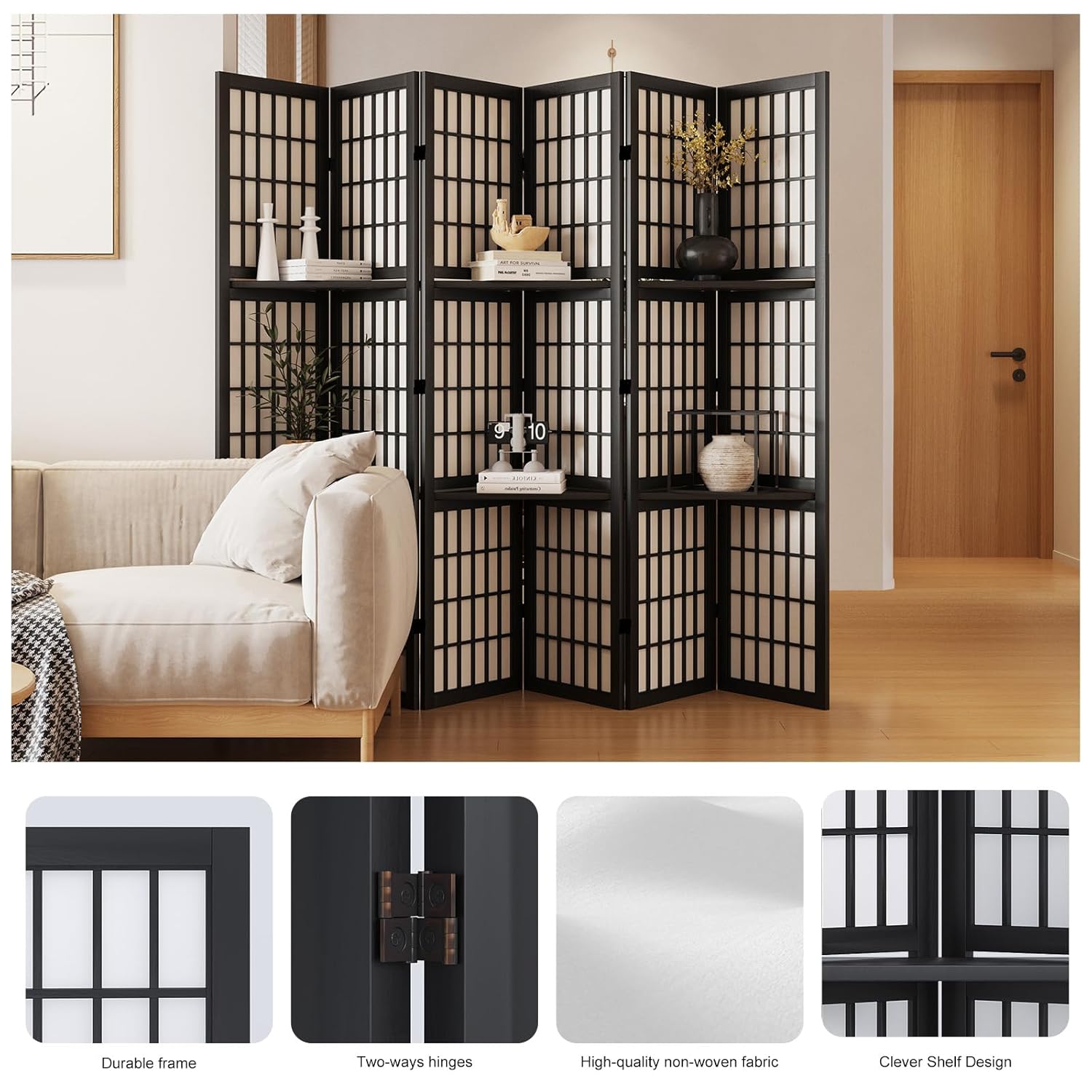 Room Divider with Shelves, 66. – обзор и цена Shoji Screen Divider