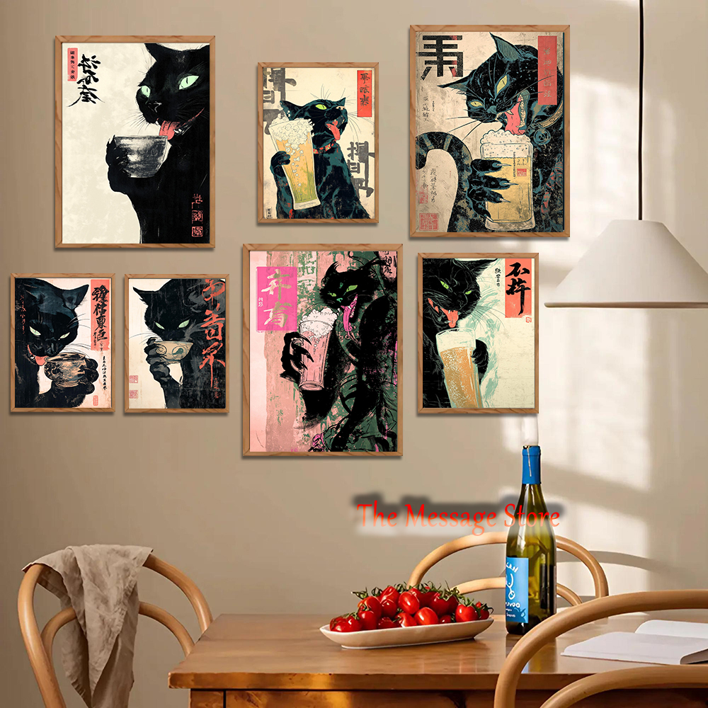Japanese Quirky Cat Drinking A – обзор и цена Japanese Lifestyle Home