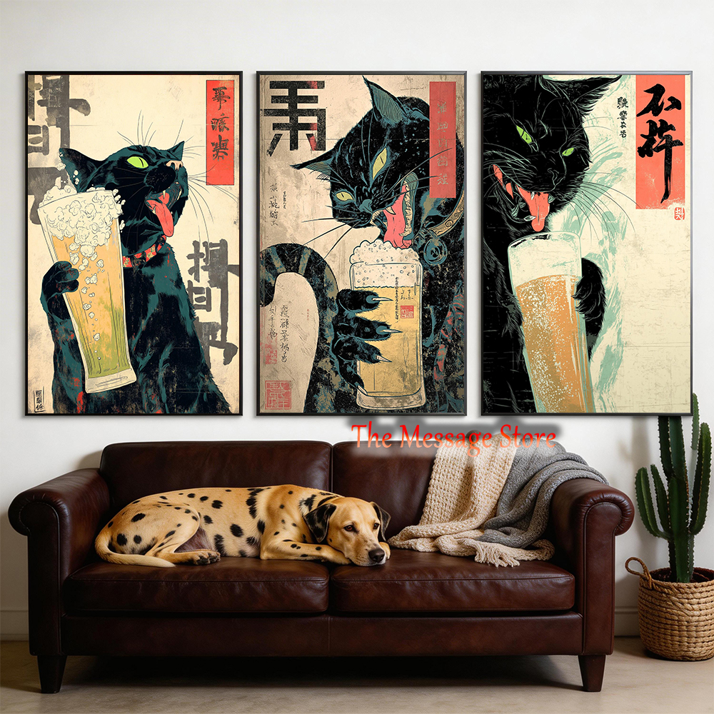 Japanese Quirky Cat Drinking A – обзор и цена Japanese Lifestyle Home